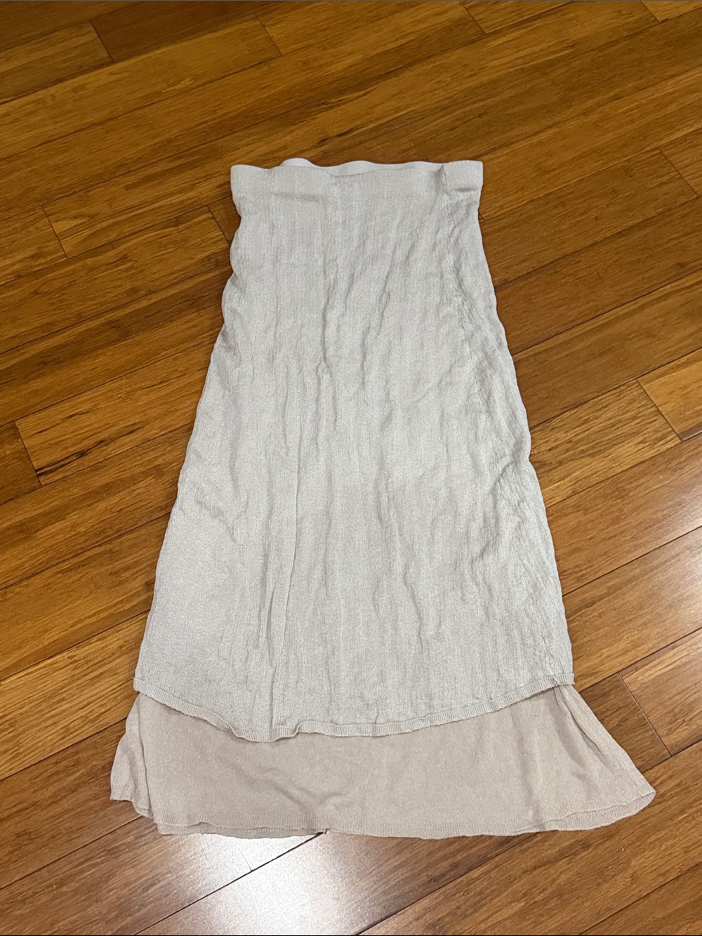 Zara Beige/Cream Layered High-Low Skirt
